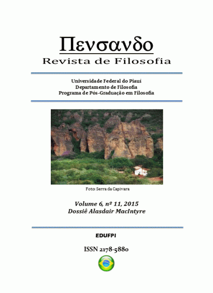 Novo nmero da PENSANDO - REVISTA DE FILOSOFIA, Vol.6, n.11, 2015